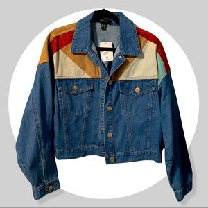 Forever 21 Suede ColorBlock Jean Jacket